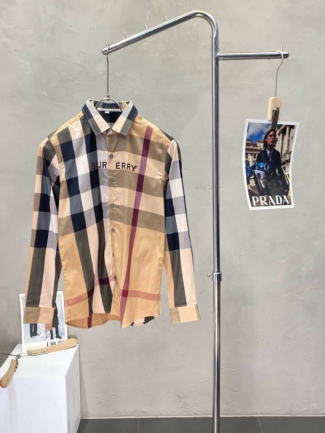 Burberry Exclusive new men's casual long-sleeved shirt High-end customization Hi