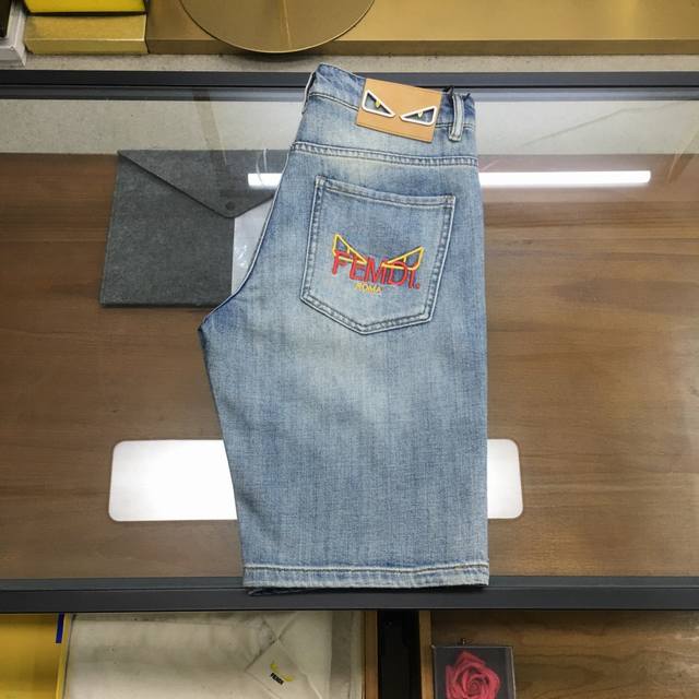 denim shorts Fend... 2025Ss latest men's denim shorts, fine spinning custom-made
