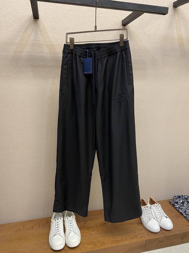 Lv, embroidered casual wide-leg suit pants Fabric: 80-count double-faced wool fa