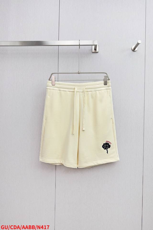 N417 Gu Gucci 2025 Spring and Summer new men's casual drawstring shorts high-end
