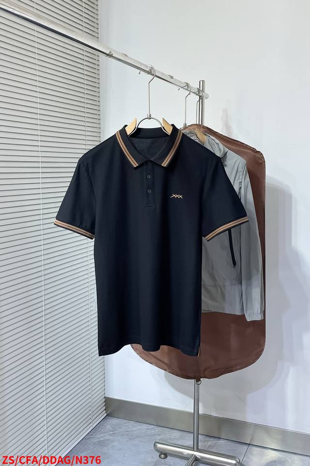 N376 Zs Zegna 25Ss new spring and summer short-sleeved lapel T-shirt Polo, the h