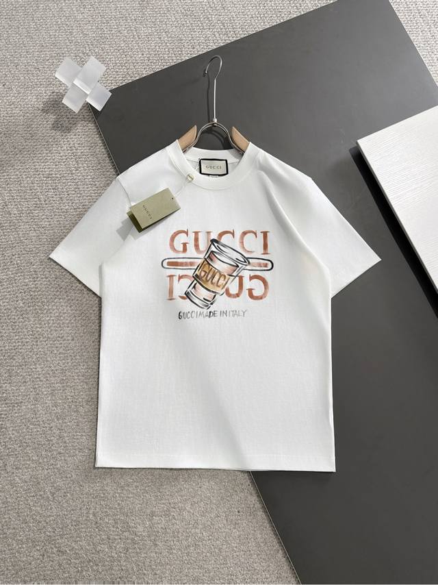 Gucci2025 spring and summer new original men's round neck short-sleeved T-shirt