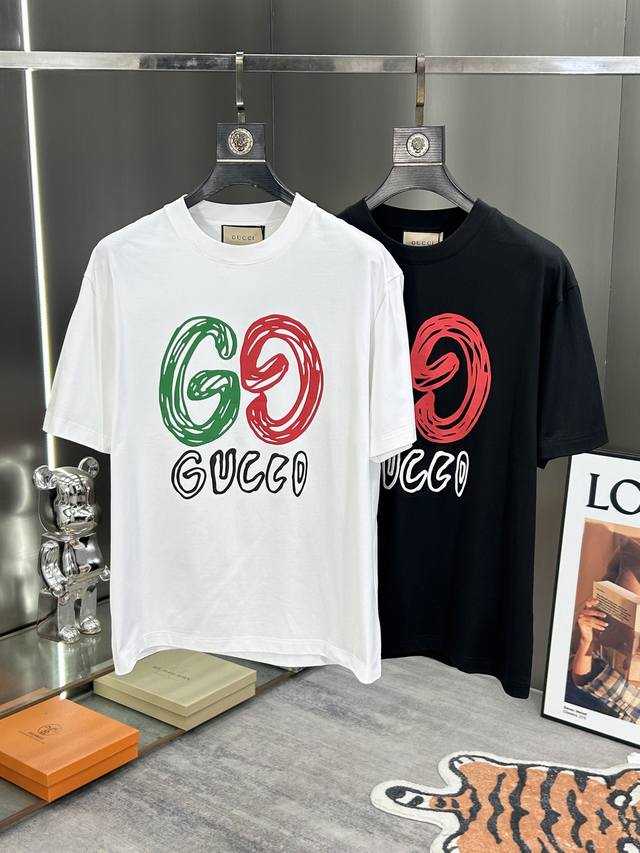 Gucci25Ss Summer new round neck short-sleeved T-shirt! 270g heavyweight high-end