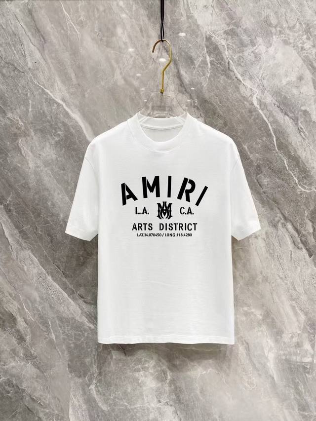 Amiri25Ss Summer new round neck short-sleeved T-shirt! 270g heavyweight high-end