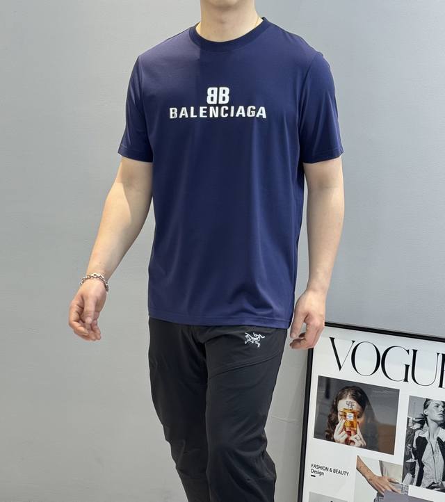 Balenciag* Balenciaga 25S new mercerized cotton T-shirt. The latest exquisite 3D