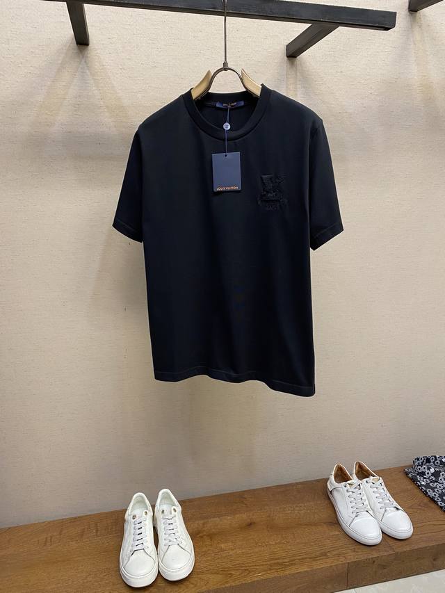 Lv Lu*jia classic logo patch embroidery short-sleeved T-shirt wool embroidery +