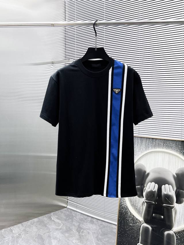 Prada 2025 new round neck short-sleeved T-shirt, high-end version! Custom-made