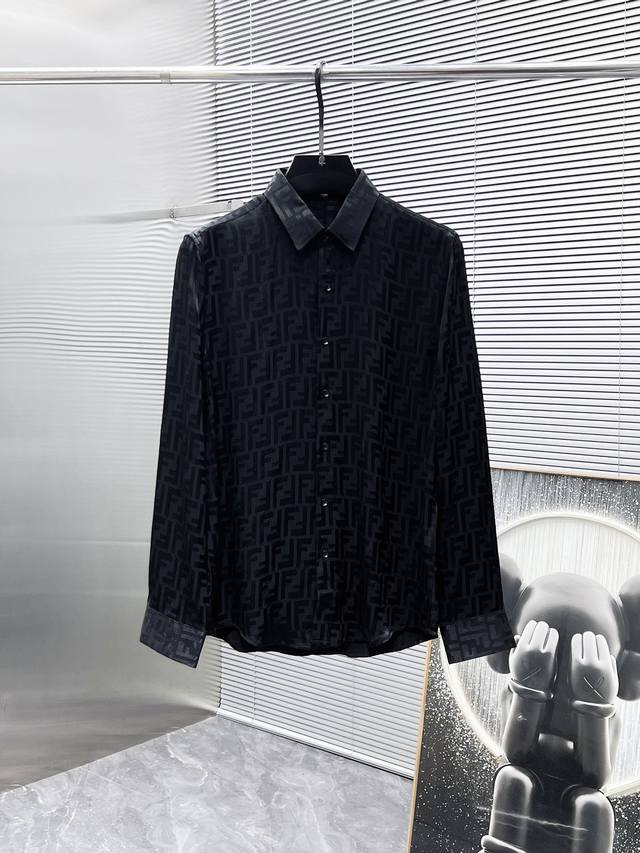 Fendi 2025Ss new long-sleeved shirt, high-end version! Custom-made fabrics are b