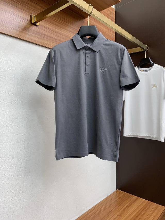 Arc'teryx Ss new process logo pure cotton lapel round neck men's short-sleeved