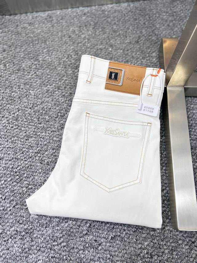 Ysl* Saint Laurent Ss25 Spring and Summer new men's jeans with good elasticity.