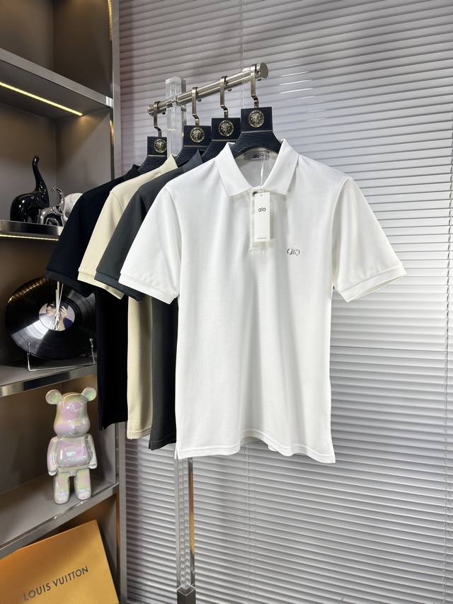 Alo* Ss25 Spring and Summer new style lapel Polo shirt High-quality pique cotton