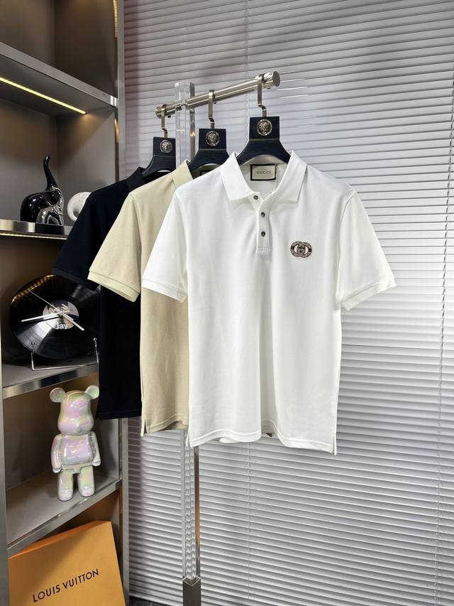 Gucc*Gucci Ss25 Early Spring New Lapel Polo Shirt High-quality pique cotton mate