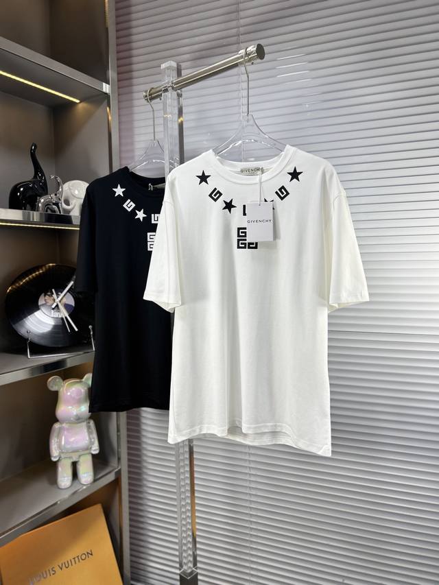 Giv* Givenchy Ss25 new summer style chest printed round neck short sleeve T-shir