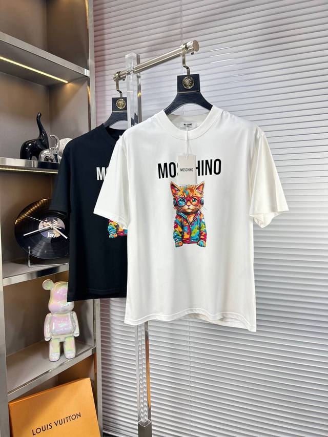 Mosc* Moschino Ss25 early spring new short-sleeved T-shirt, ice tide cotton seri