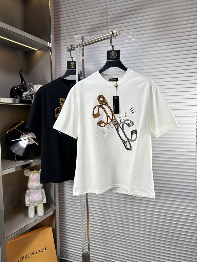 Vers*Versace Ss25 early spring new short-sleeved T-shirt, ice tide cotton series