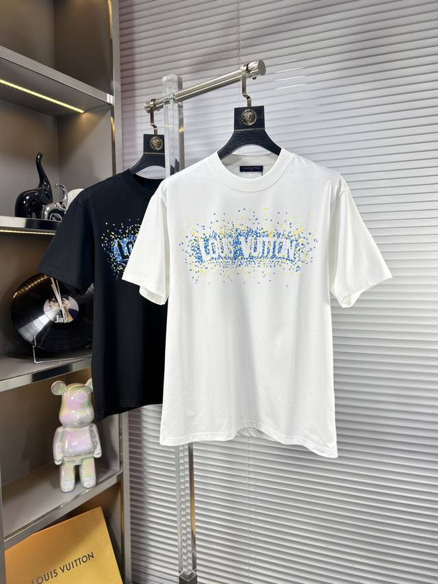 Lv*Louis Ss25 new summer short sleeves, top pattern logo, handsome and fashionab