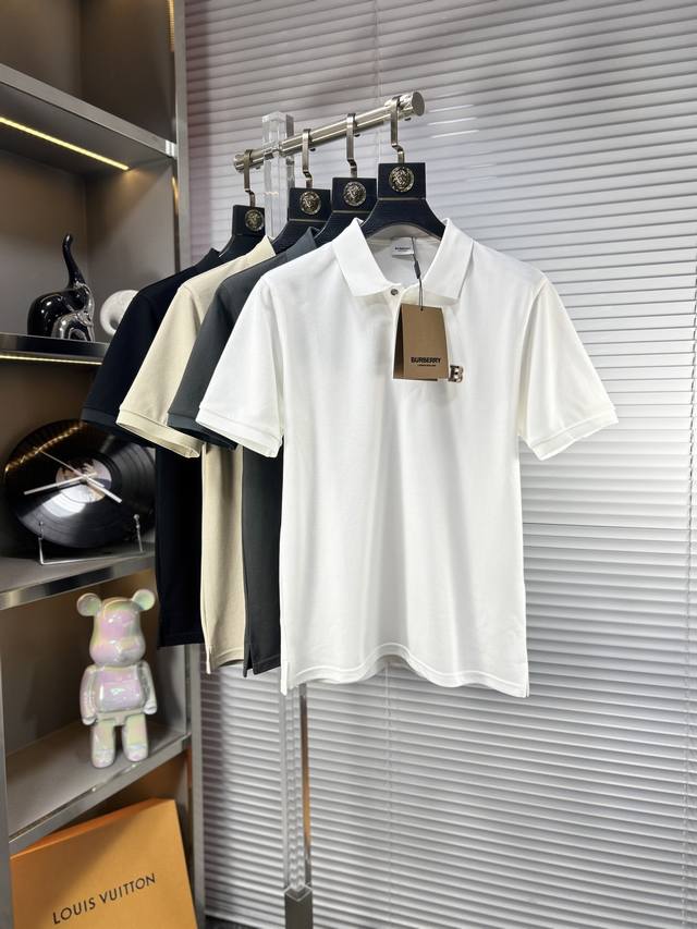 Bbr*BURBERRY Ss25 Early Spring New Lapel Polo Shirt High-quality pique cotton ma