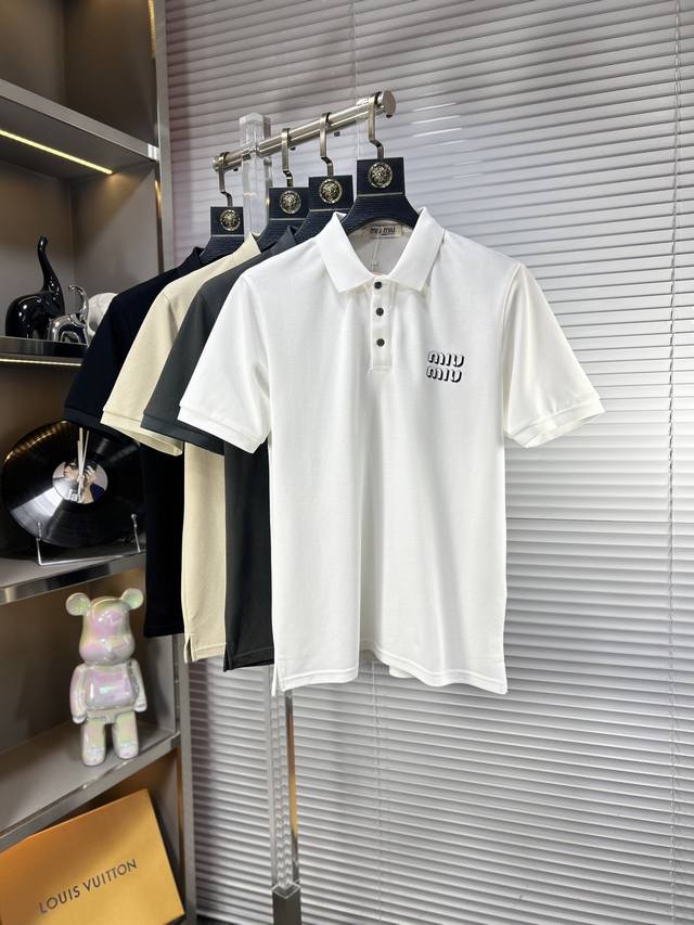 Miu*Miu Miu Ss25 Spring/Summer new style lapel Polo shirt High-quality piqu