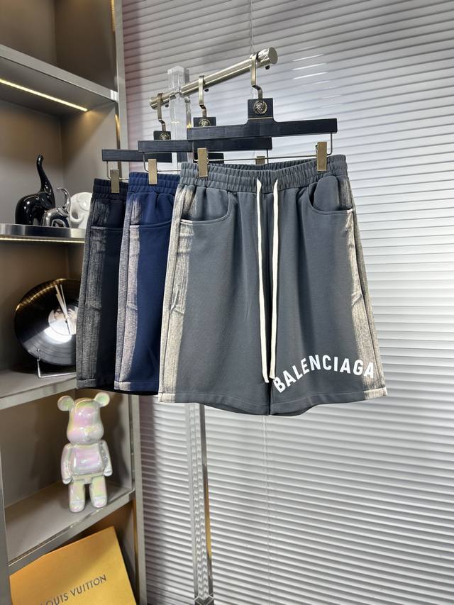 Bal* Balenciaga Ss25 new men's casual shorts, a versatile item, elastic waist dr