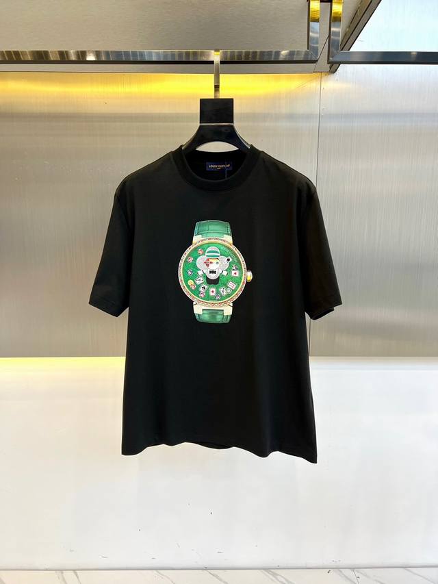 Lv, 24 morning printed round neck short-sleeved T-shirt, 100% combed cotton fabr