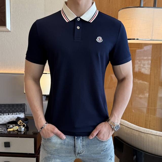 Moncler 2025Ss Spring and Summer New Polo Neck Short Sleeve Series. Selected hi