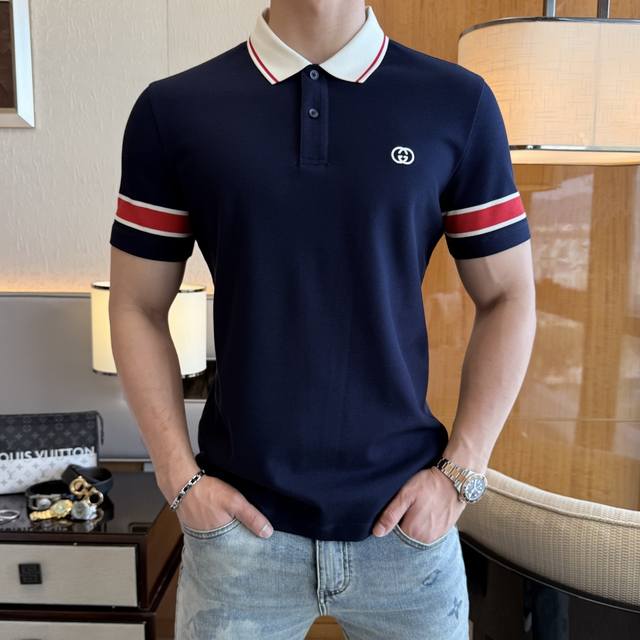 Gucci 2025Ss Spring and Summer New Polo Neck Short Sleeve Series. Selected high