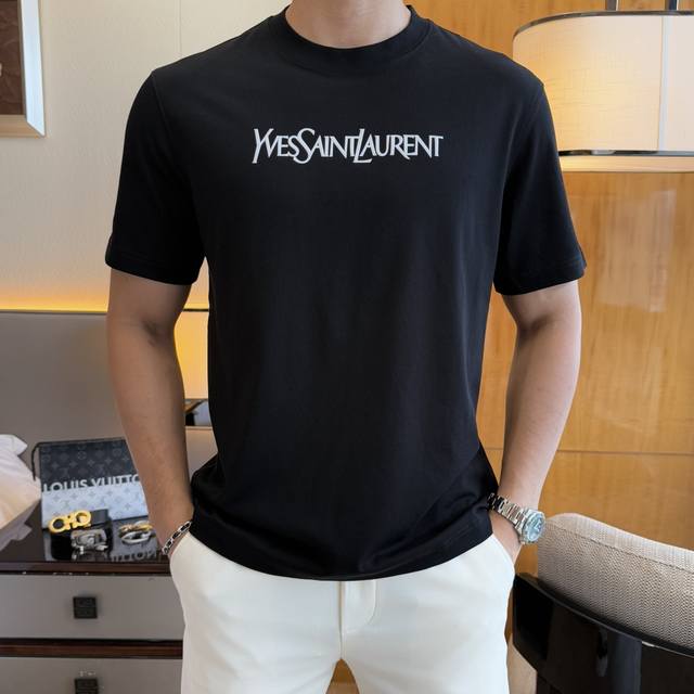 Ysl 2025Ss Spring and Summer Loose-fit Short-sleeved T-shirt for the Year of the