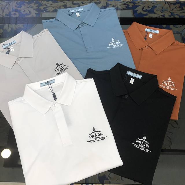 P*Ada Prada 2025 Spring and Summer New Original Men's Lapel Polo Shirt Short Sle