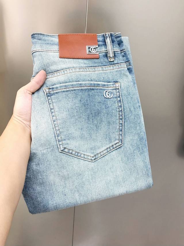 G*Cci Gucci 2025 spring and summer new men's slim-fit jeans, official website sy