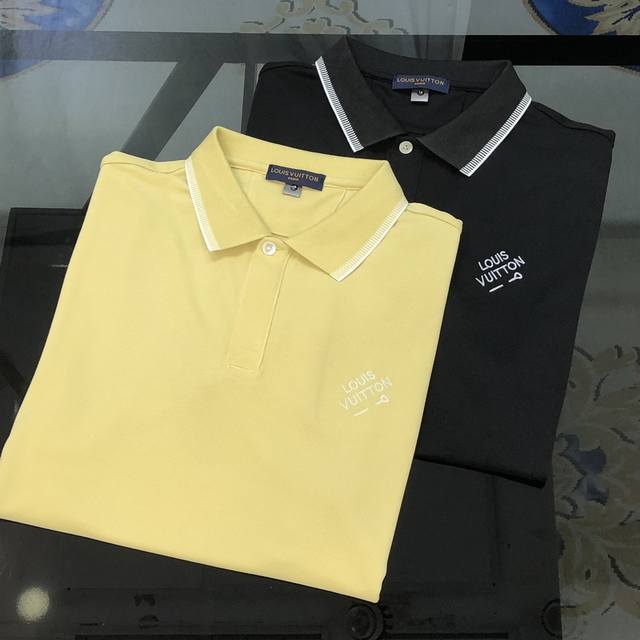 Lv Louis Vuitton 2025 Spring and Summer new original men's lapel Polo shirt shor