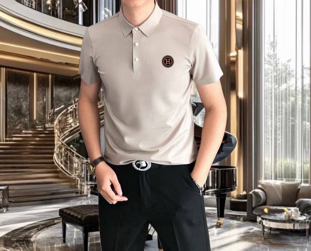 H*Rmes Hermes 2025 Spring and Summer New Original Men's Lapel Short-sleeved Polo