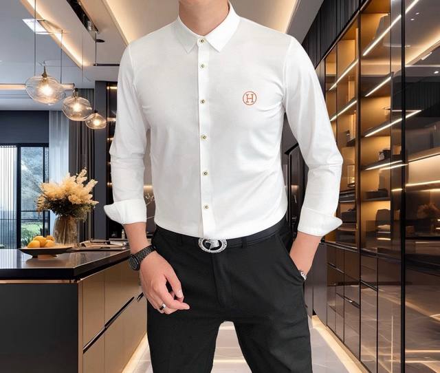 H*Rmes Hermes 2025 new men's original casual long-sleeved shirt is sold on the o