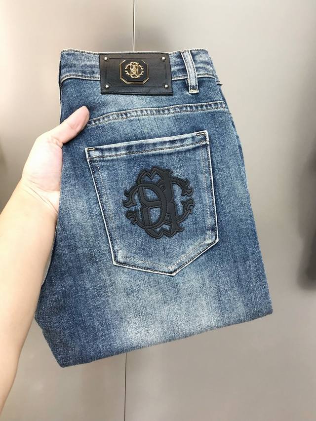 Cavalli 2025 spring and summer new men's slim-fit jeans, official website sync,