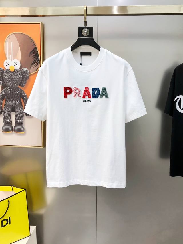 P*Ada Prada 2025 spring and summer new original men's round neck short-sleeved T