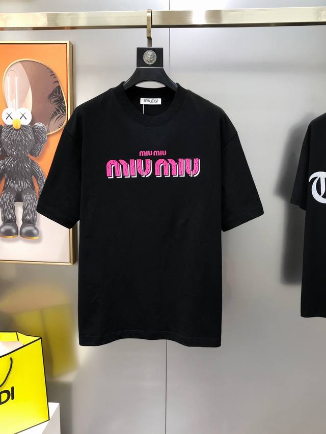 Miumiu2025 spring and summer new original men's round neck short-sleeved T-shirt