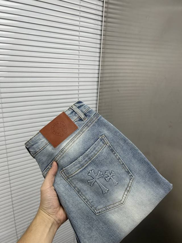 Ch Chrome Hearts 2025 new men's jeans with good elasticity. Exclusively sold on