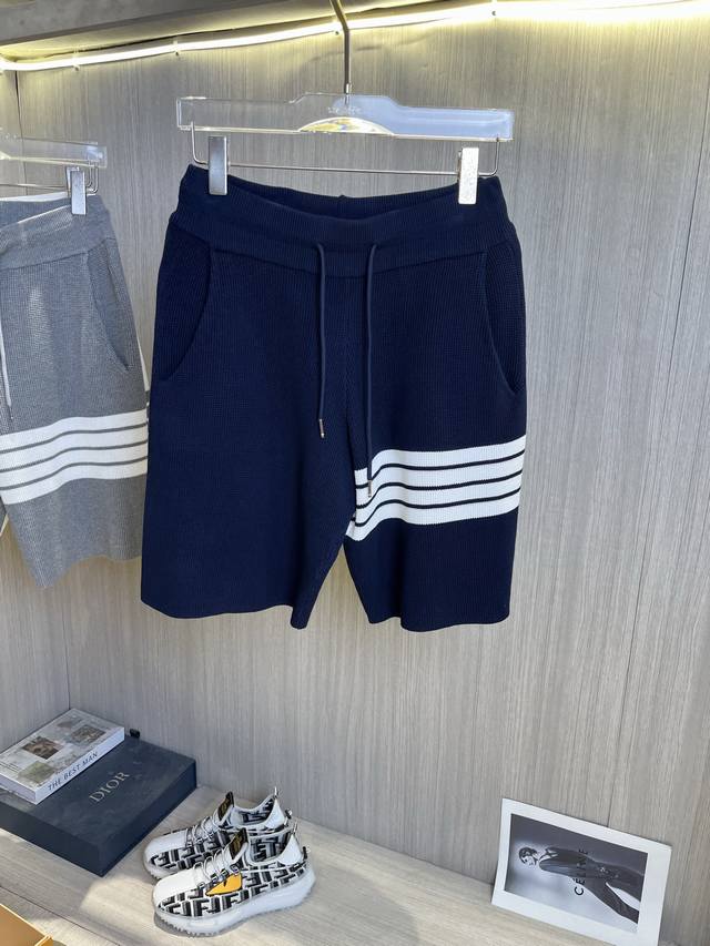 Tb Thom Browne 2025Ss new knitted shorts, custom fabrics made of wafer cloth, ja