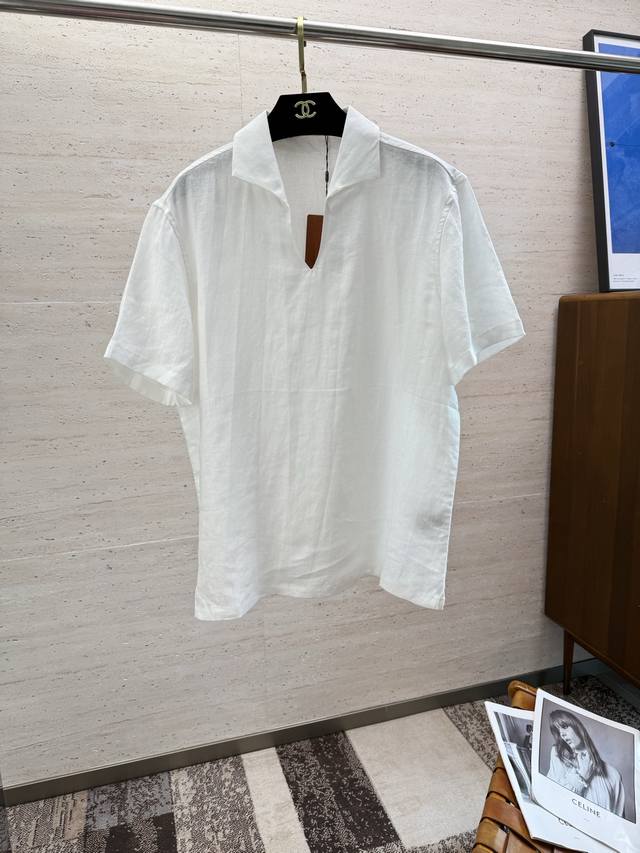 Lp.25Ss Spring and Summer New Men's Short Sleeve Casual Linen Short Sleeve Pol L
