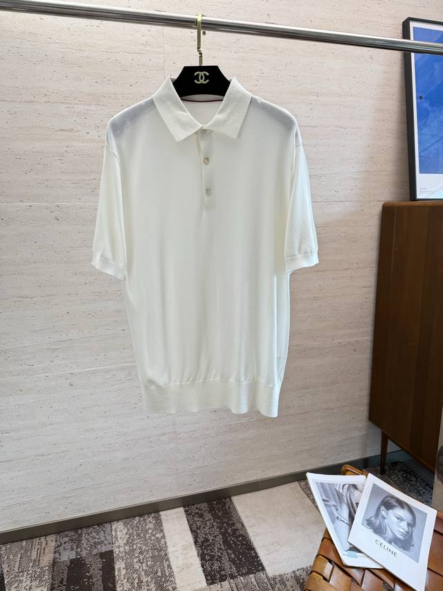 Lp.25S Spring and summer new knitted casual lapel short-sleeved Polo. The overal