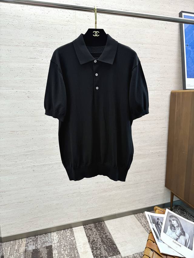 Zz25S Spring and summer new knitted casual lapel short-sleeved Polo. The overall