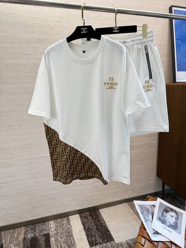 Fend2025 Spring and Summer new short-sleeved shorts suit, classic and versatile,