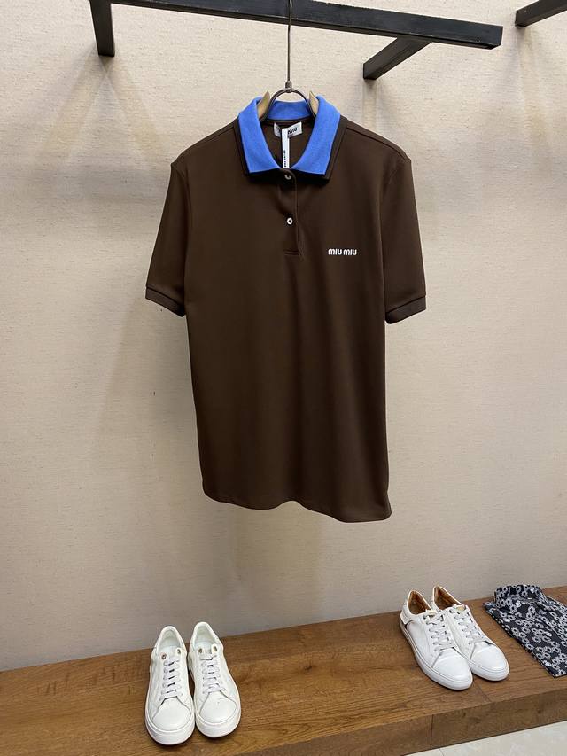 Miu Miu 25Ss cotton pique polo shirt, genuine 6317 purchased and developed, doub