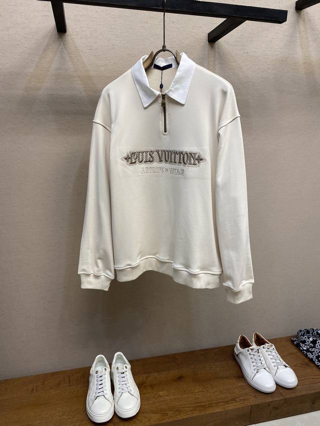 Lv25Ss Autumn and winter new zipper stand collar embroidered letters long sleeve
