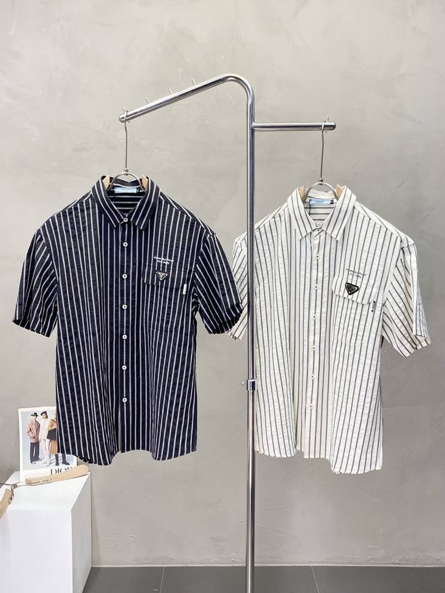 Prada Prada exclusive new original men's casual short-sleeved shirt high-end cus
