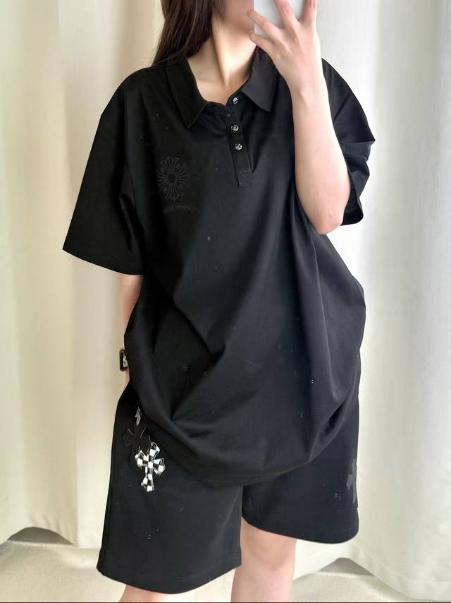 Ch Chrome Heart Cross Polo Shirt The fabric is made of custom-dyed 230G cotton f
