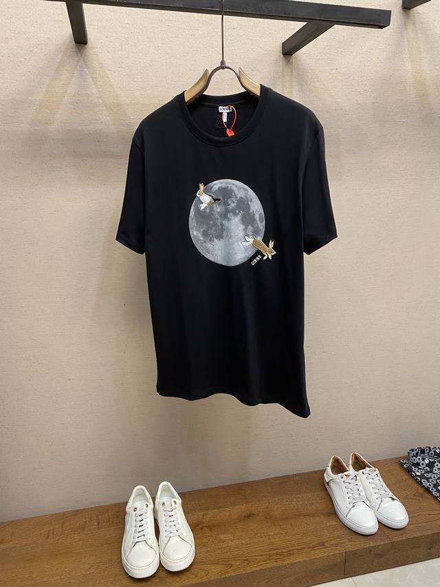 Loewe X Suna Fujita Moon Short SleeveCustomized Deep Velvet Active Black Silk De