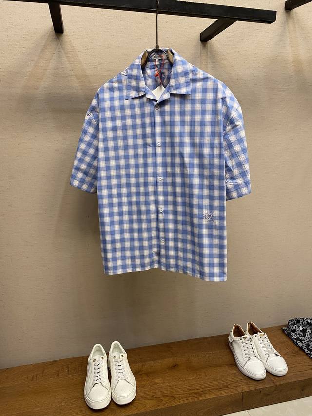 Loewe Anagram embroidered plaid shirt Custom-made and dyed colorful cotton color
