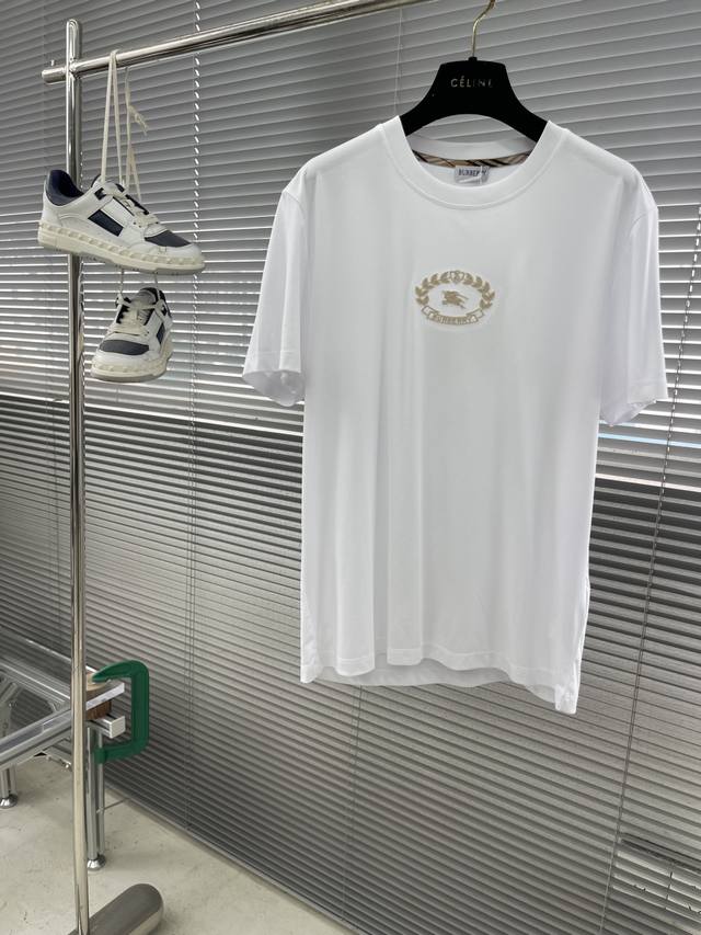 Bbr 25Ss New embroidered round neck T-shirt Pure cotton material Bur checkered n