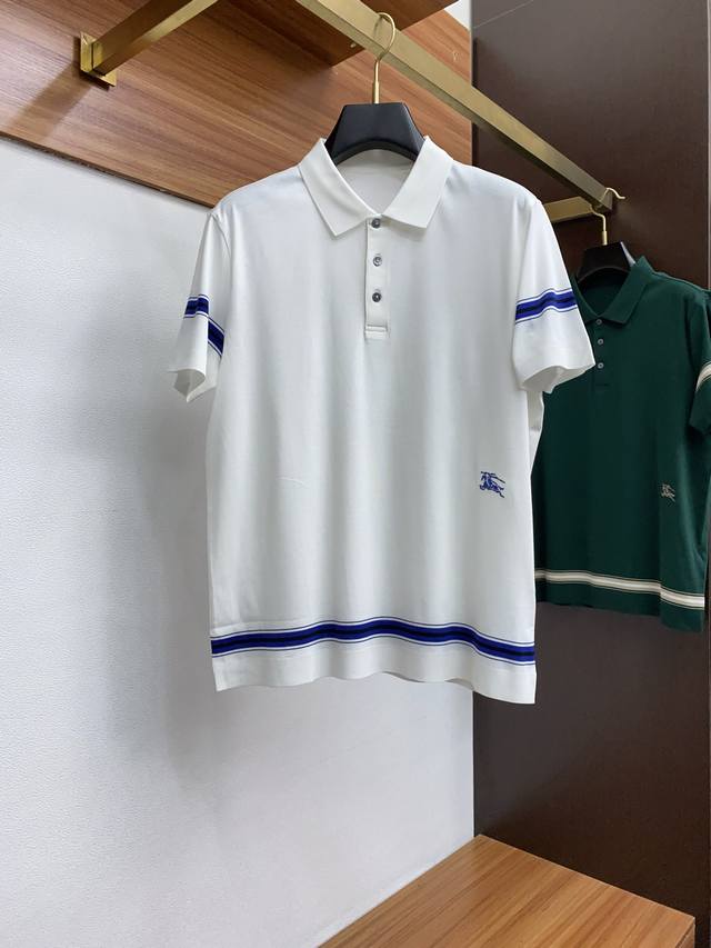 BURBERRY 2025 new men's knitted lapel short-sleeved Polo shirt Classic business