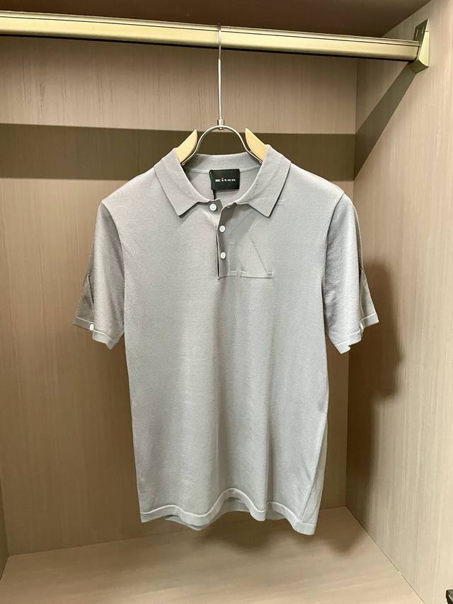 Kiton 2025 Spring and Summer Men's Latest Lapel Short-sleeved Sweater, Made of S